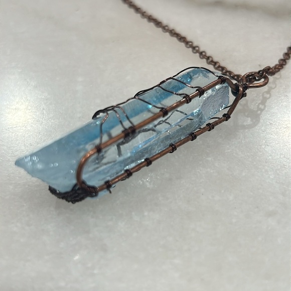 Blue Quartz Bronzed Copper Tree of Life Pendant Necklace - Picture 4 of 5